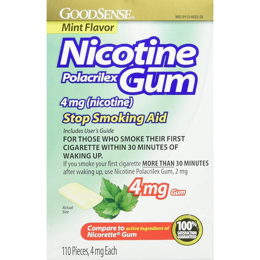 GoodSense Nicotine Polacrilex Gum 4mg Mint box front view smoking cessation aid