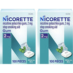 Nicorette Nicotine Gum 2mg White Ice Mint 200 count front box view stop smoking aid