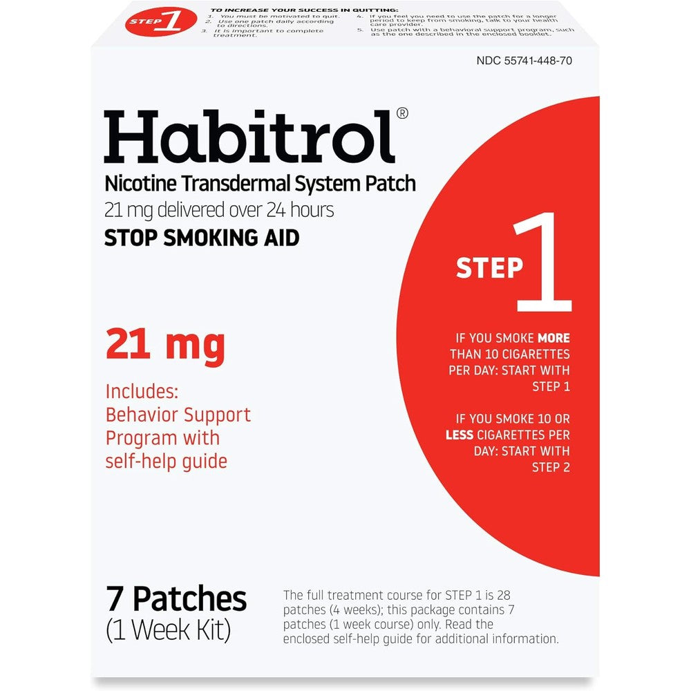 Habitrol Nicotine Transdermal System Step 1 box front view for smoking cessation