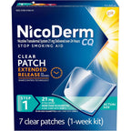 NicoDerm CQ Step 1 Nicotine Patches front box view for smoking cessation