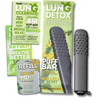 Chewable Breather Lung Detox Cleanser Diffuser Pen front view showing the sleek black portable herbal inhaler design.