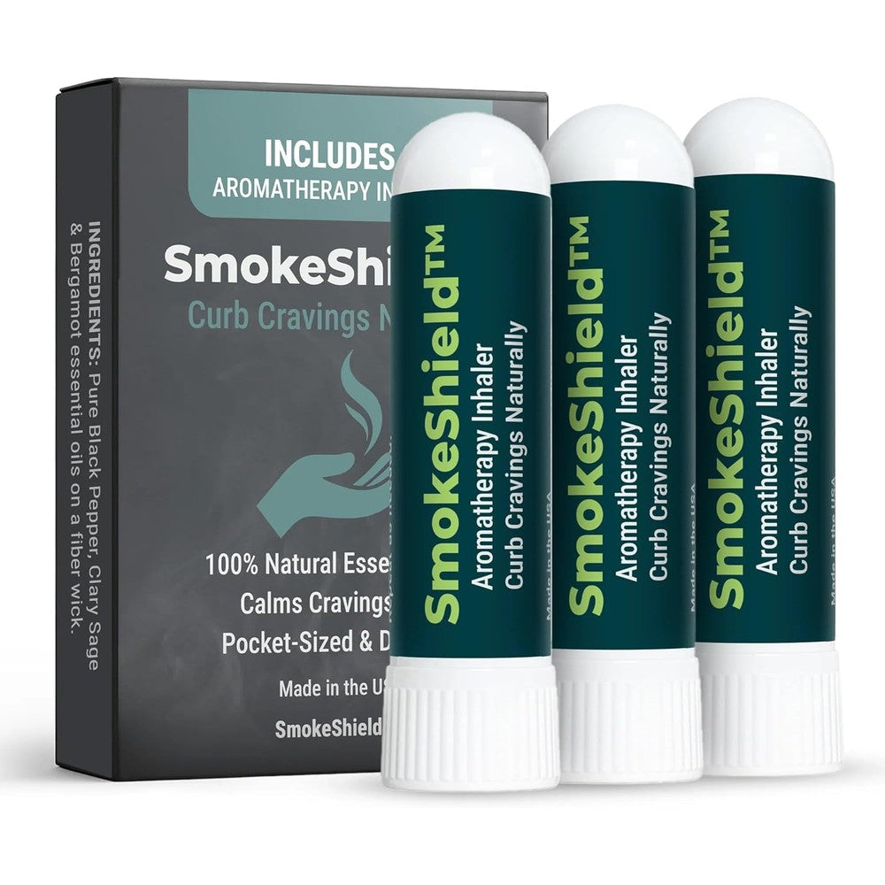 Basic Vigor SmokeShield Aromatherapy Inhaler 3-pack front view for natural craving support.