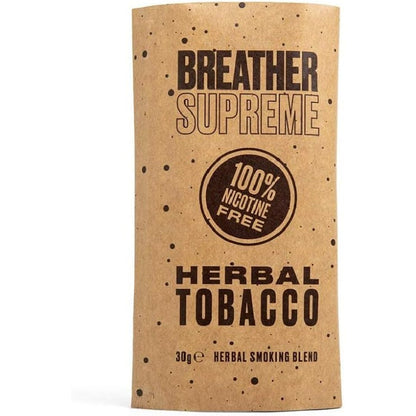 Breather Herbal Smoking Blend front packaging for smoking cessation.