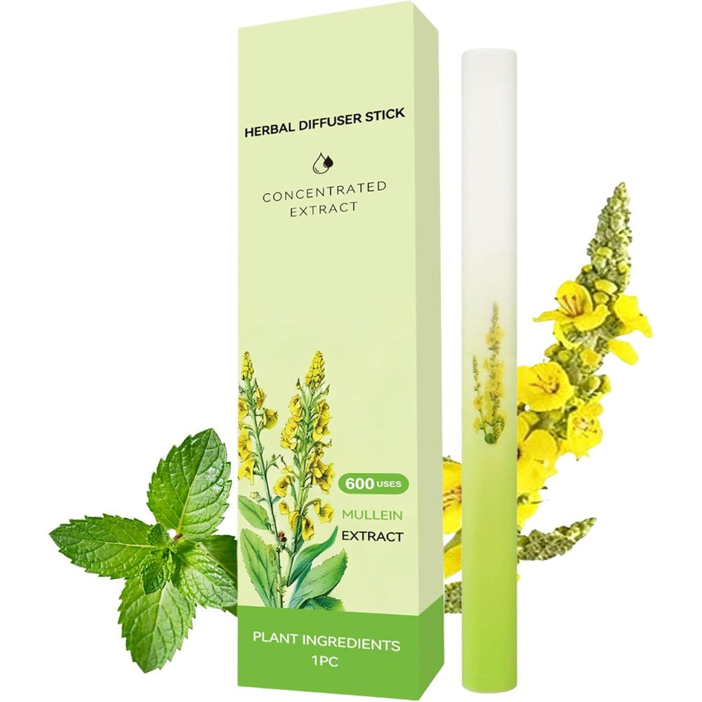 SUPERZZKKE Mullein Herbal Diffuser Stick front view showing the sleek pocket-sized design for natural stress relief.
