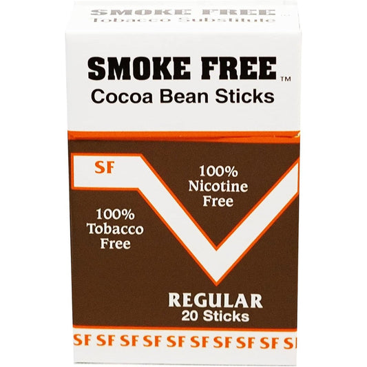 Smoke Free Regular Cocoa Bean Sticks front packaging for nicotine free smoking.