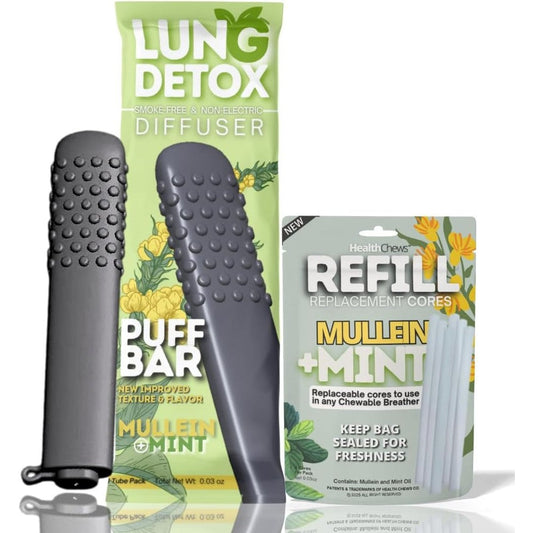 Health Chews Mullein PuffBar front view nicotine free smokeless inhaler