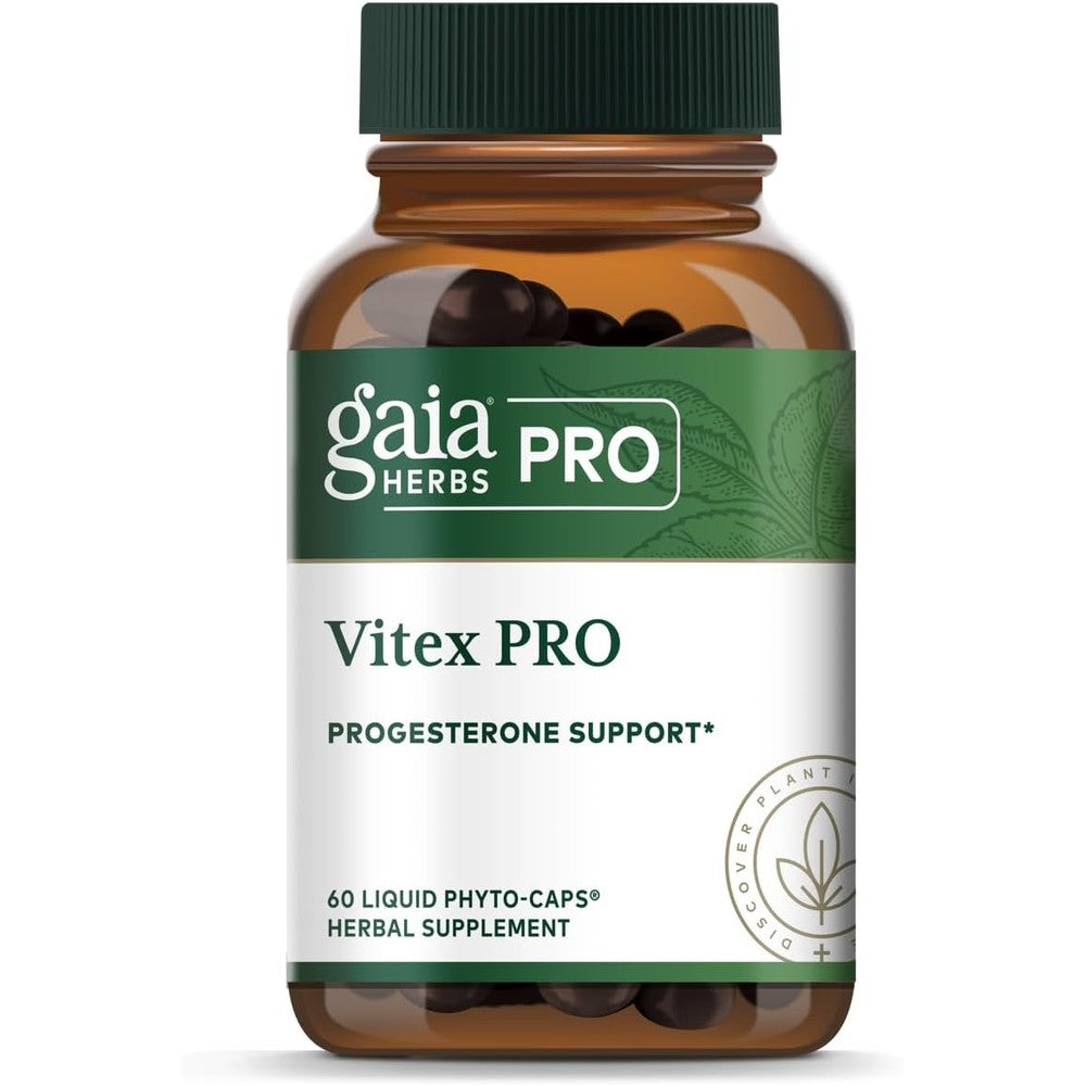 Gaia Herbs Pro Vitex PRO 60 capsules front view for hormone balance.