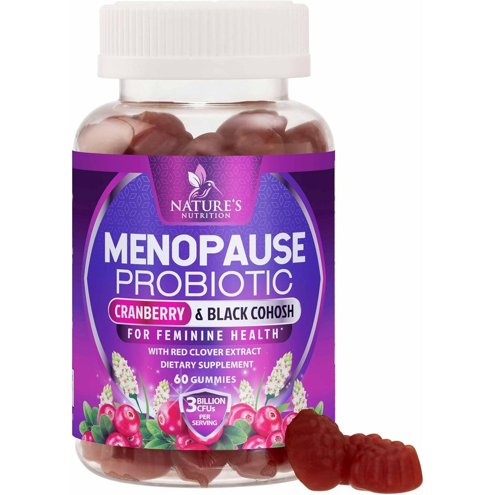 Nature's Nutrition Menopause Probiotic Gummies 60 count bottle front view