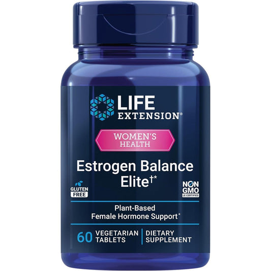 Life Extension Estrogen Balance Elite 60 tablets bottle for menopause support