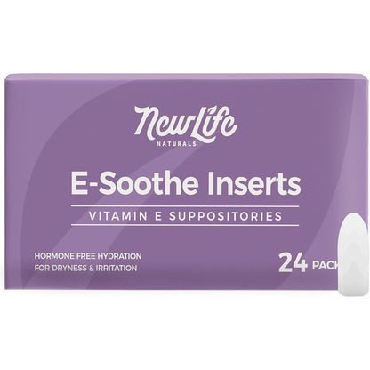 NewLife Naturals Vitamin E Suppositories ESoothe 24 inserts front view pack for menopause relief