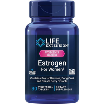 Life Extension Estrogen for Women bottle front view for menopause relief.