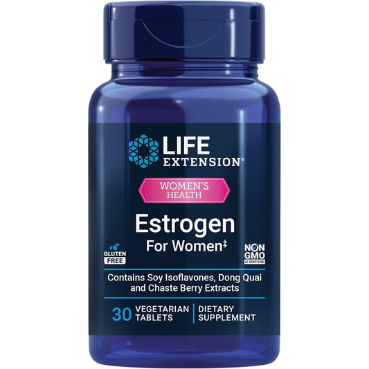 Life Extension Estrogen for Women bottle front view for menopause relief.