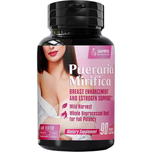 Sapir's Nutrition Pueraria Mirifica 2000mg capsules front view for breast enhancement.
