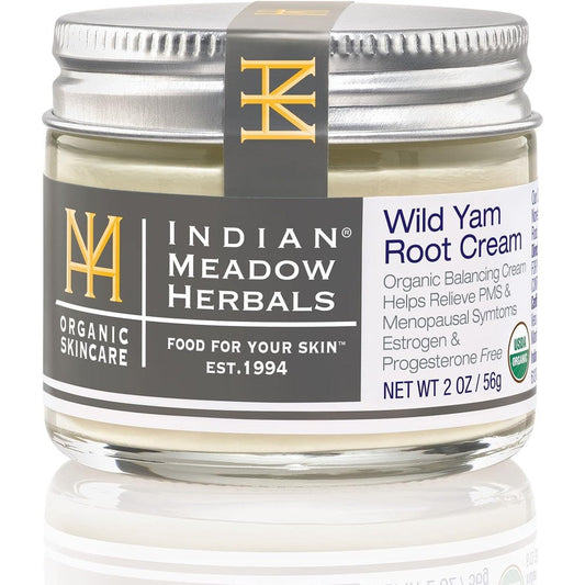 Indian Meadow Herbals Wild Yam Root Cream 2 ounce jar front view organic hormone balance