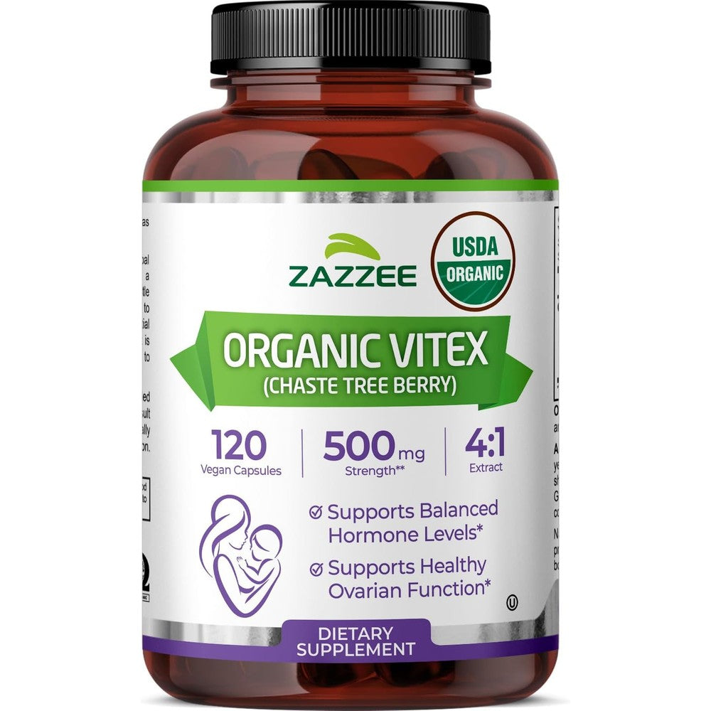 Zazzee USDA Organic Vitex bottle front view