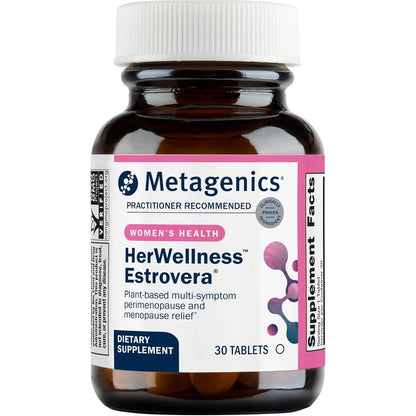 Metagenics HerWellness Estrovera bottle front view for menopause relief