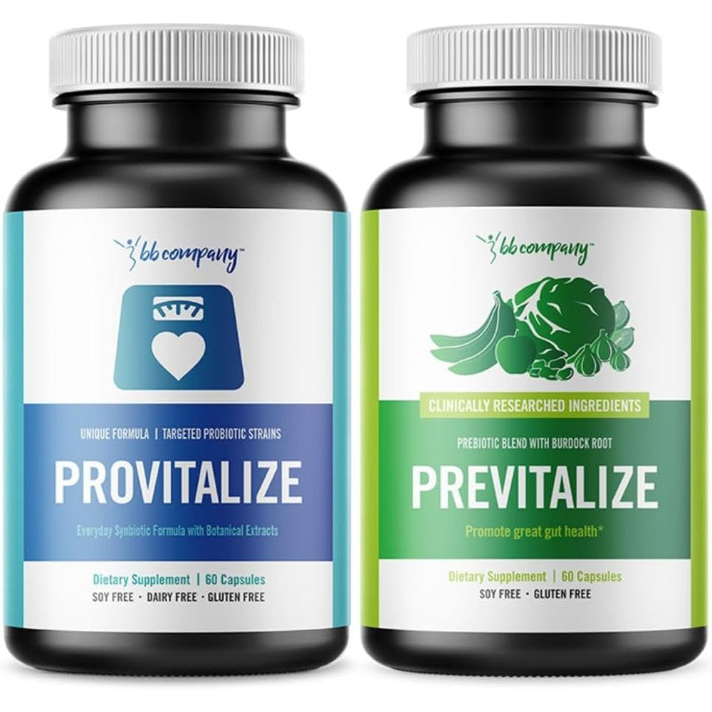 BB Company Slim Gut Bundle front view packaging showing Provitalize and Previtalize bottles