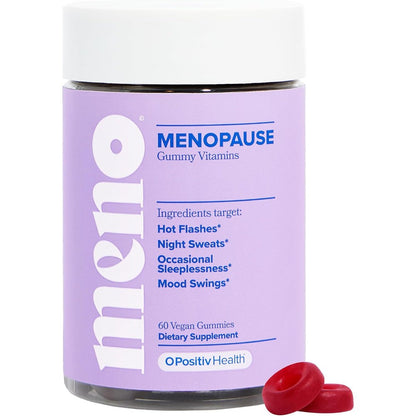 O Positiv MENO Gummies for Menopause bottle front view showing the clean hormone free label design.
