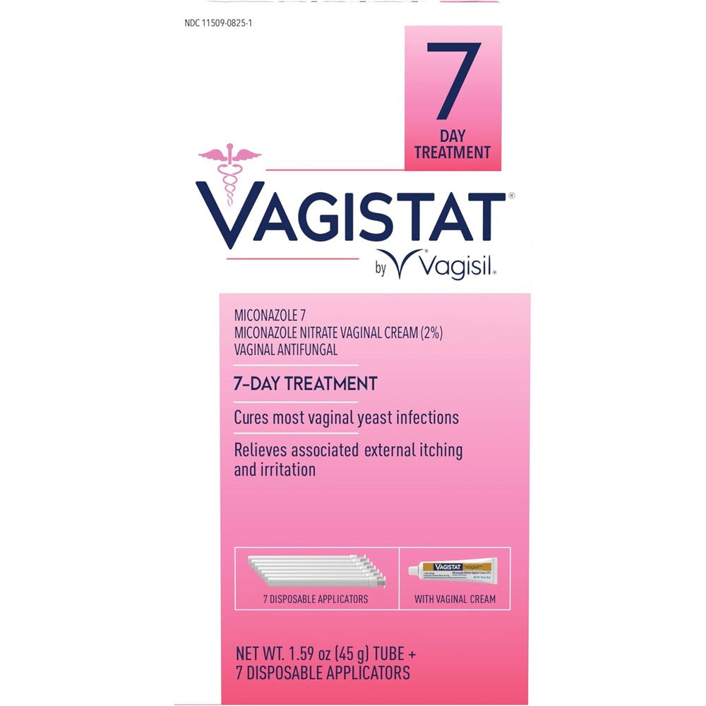 Vagisil Vagistat 7 Day Yeast Infection Treatment front packaging for antifungal relief.