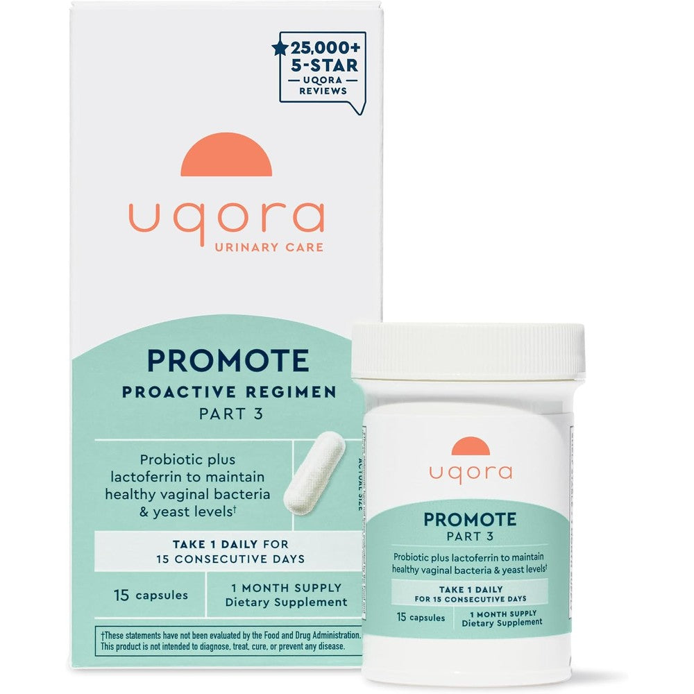 Uqora Promote vaginal health probiotic 15 capsules front view