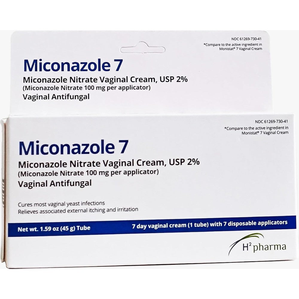 H2 Pharma Miconazole 7 vaginal antifungal cream tube front view yeast infection treatment