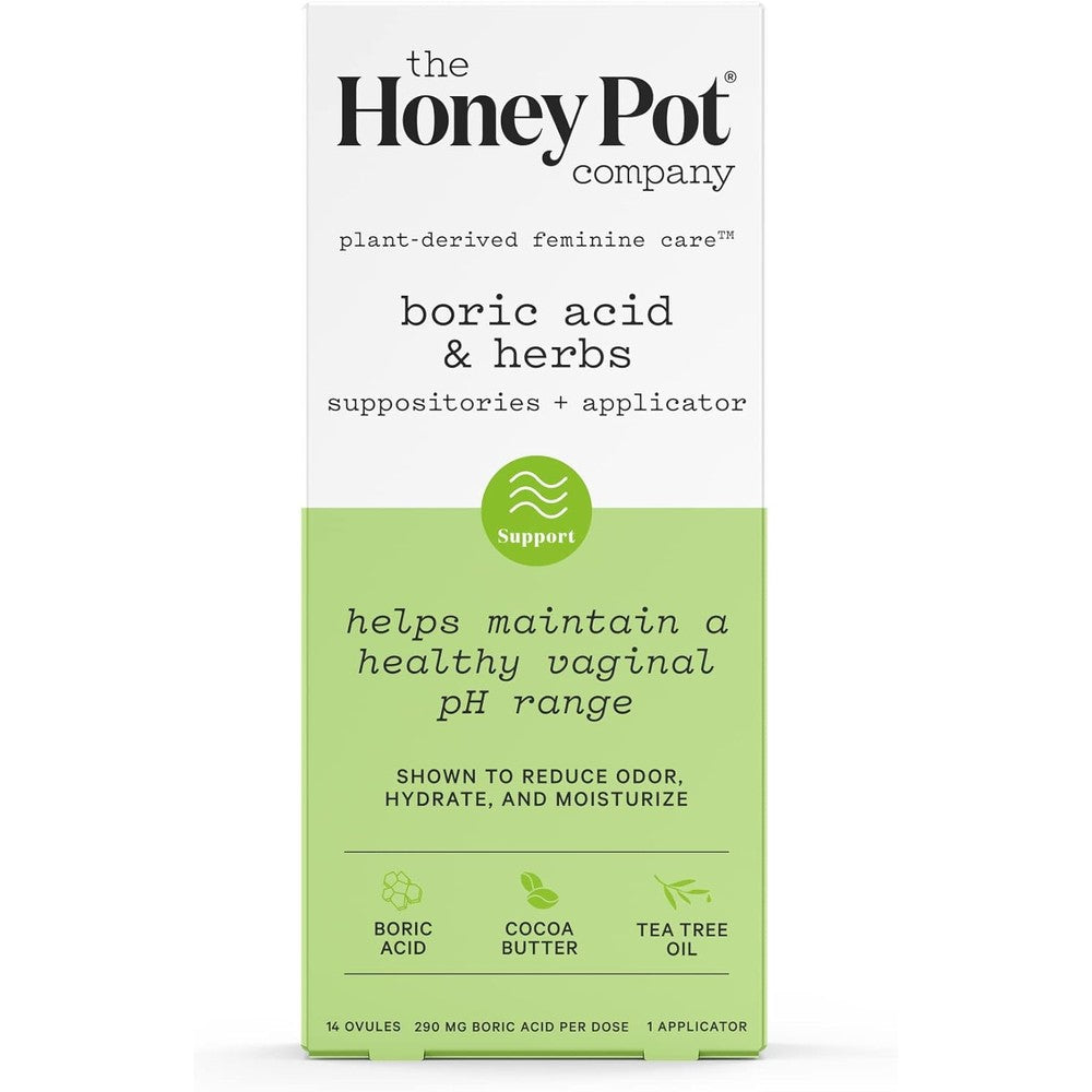 The Honey Pot Company 7 Day Boric Acid and Herbs Suppositories front packaging view