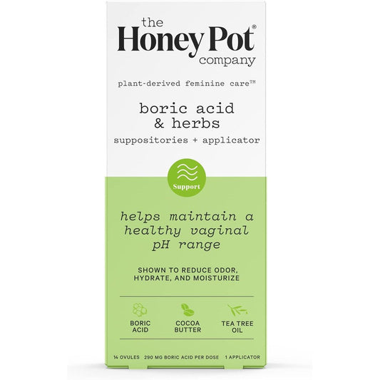 The Honey Pot Company 7 Day Boric Acid and Herbs Suppositories front packaging view