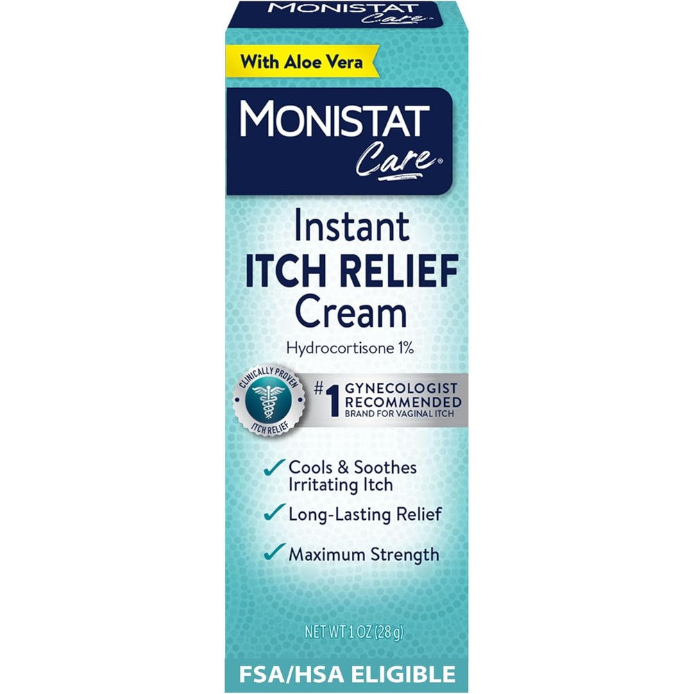 Monistat Instant Itch Relief Cream front view of the 1 ounce tube for feminine care.