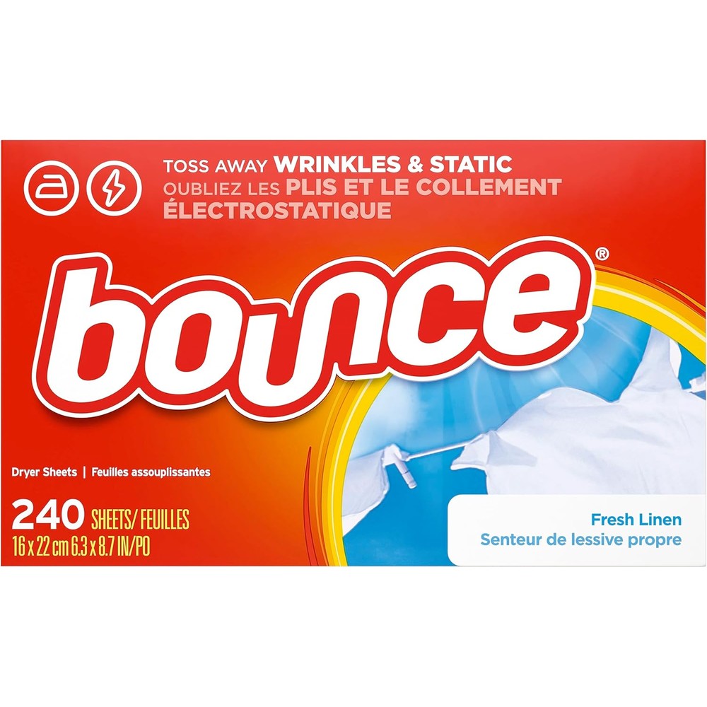 Bounce Fabric Softener Sheets Fresh Linen 240 Count front view packaging