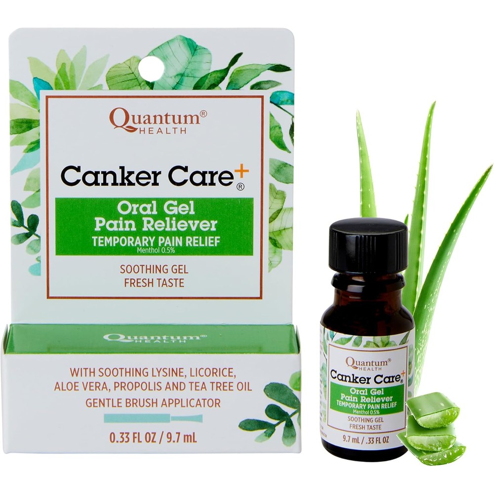 Quantum Health Canker Care Plus Oral Gel front view for mouth ulcer relief.