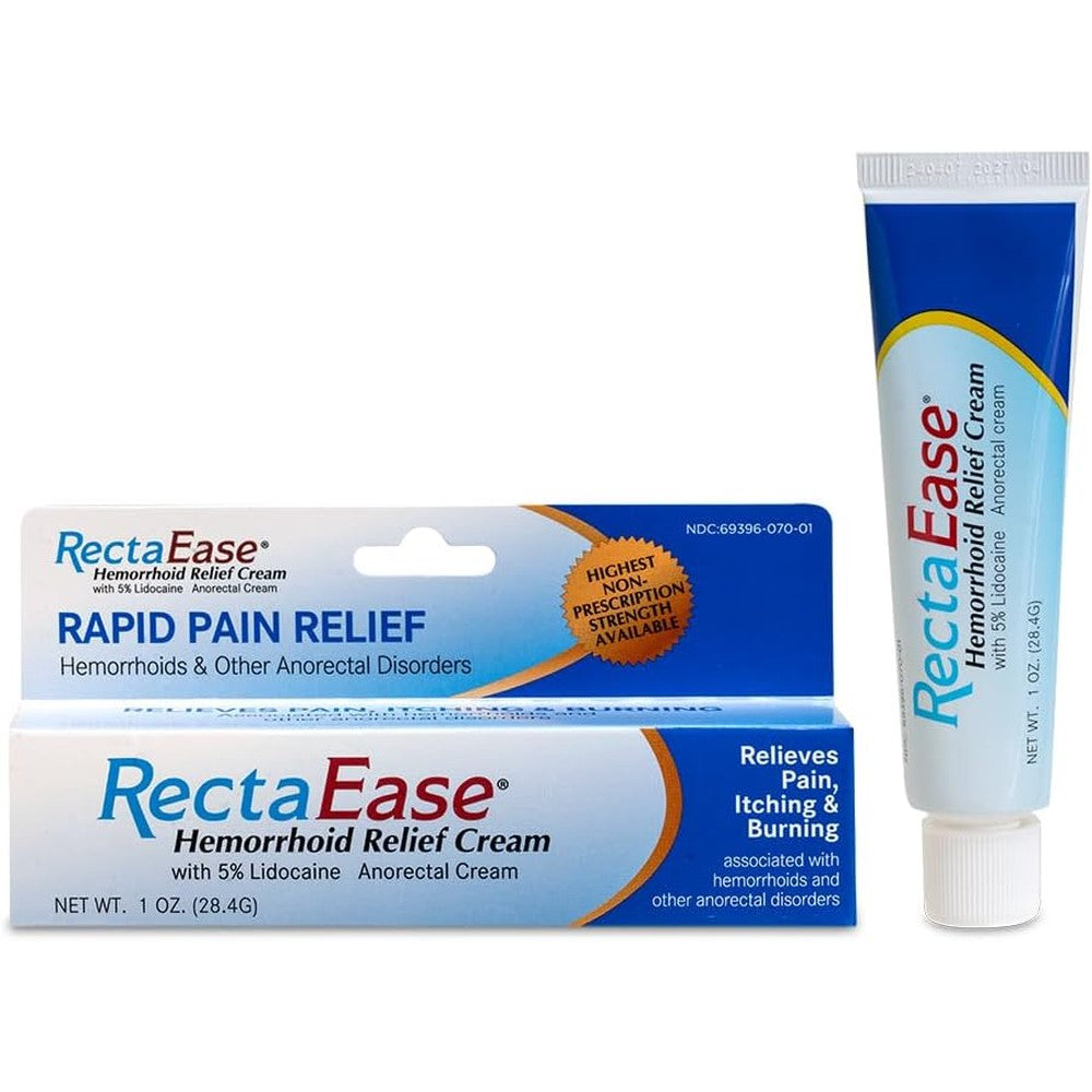 RectaEase 5 percent lidocaine hemorrhoid topical relief cream front view package packaging