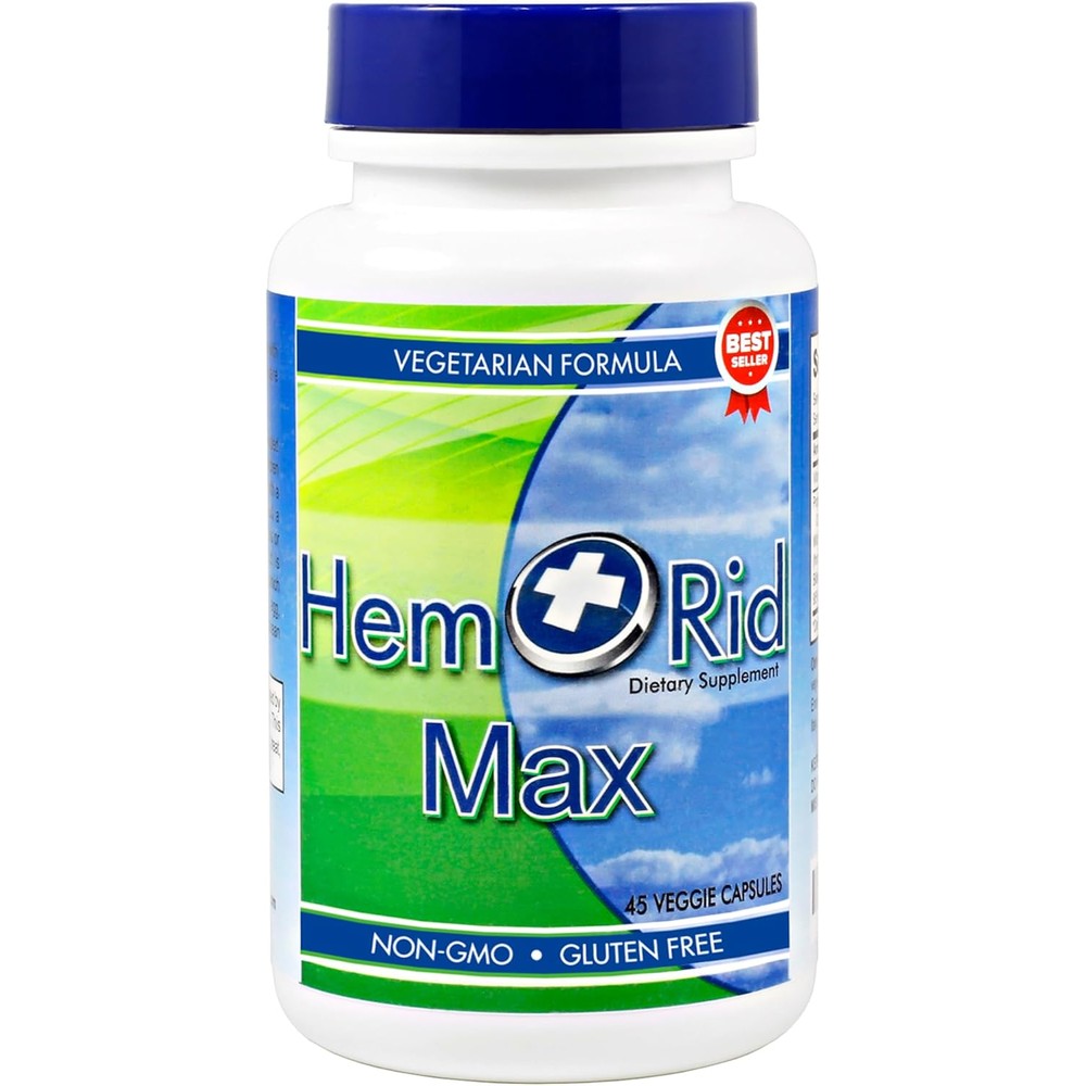 HemRid Max Fast Hemorrhoid Relief bottle front view showing capsule count.