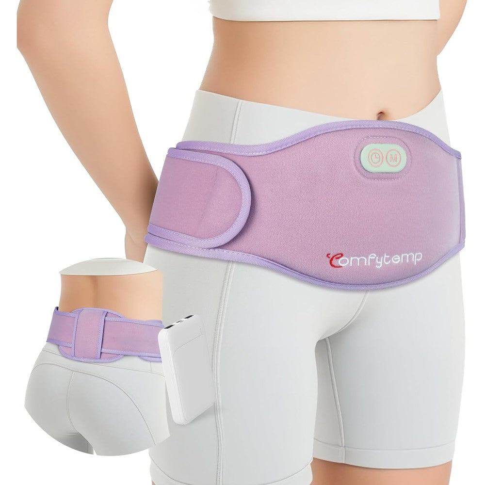 Comfytemp portable belly and back heating pad front view showing sleek wireless design for menstrual cramp relief.