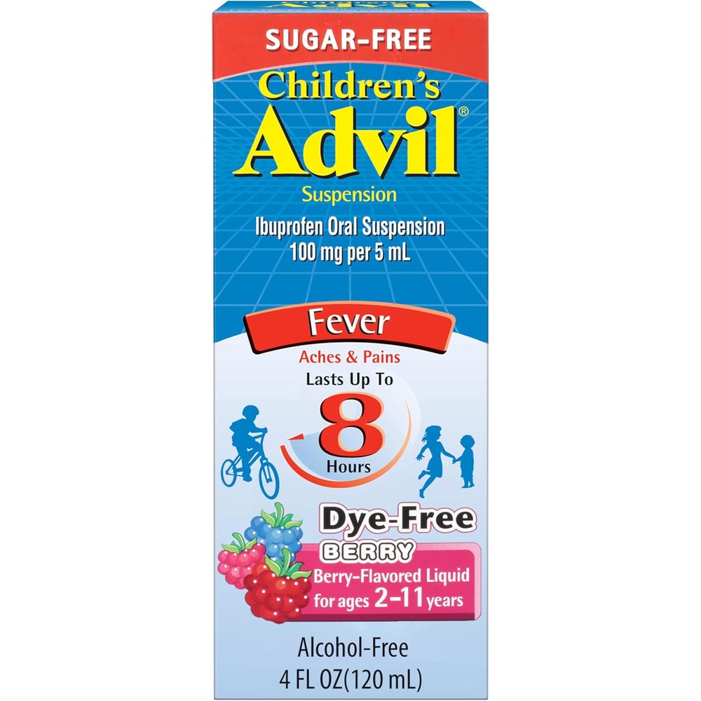 Children's Advil Pain Reliever and Fever Reducer, Dye Free and Sugar Free Ibuprofen Oral Suspension, Berry Flavored - 4 Fl Oz