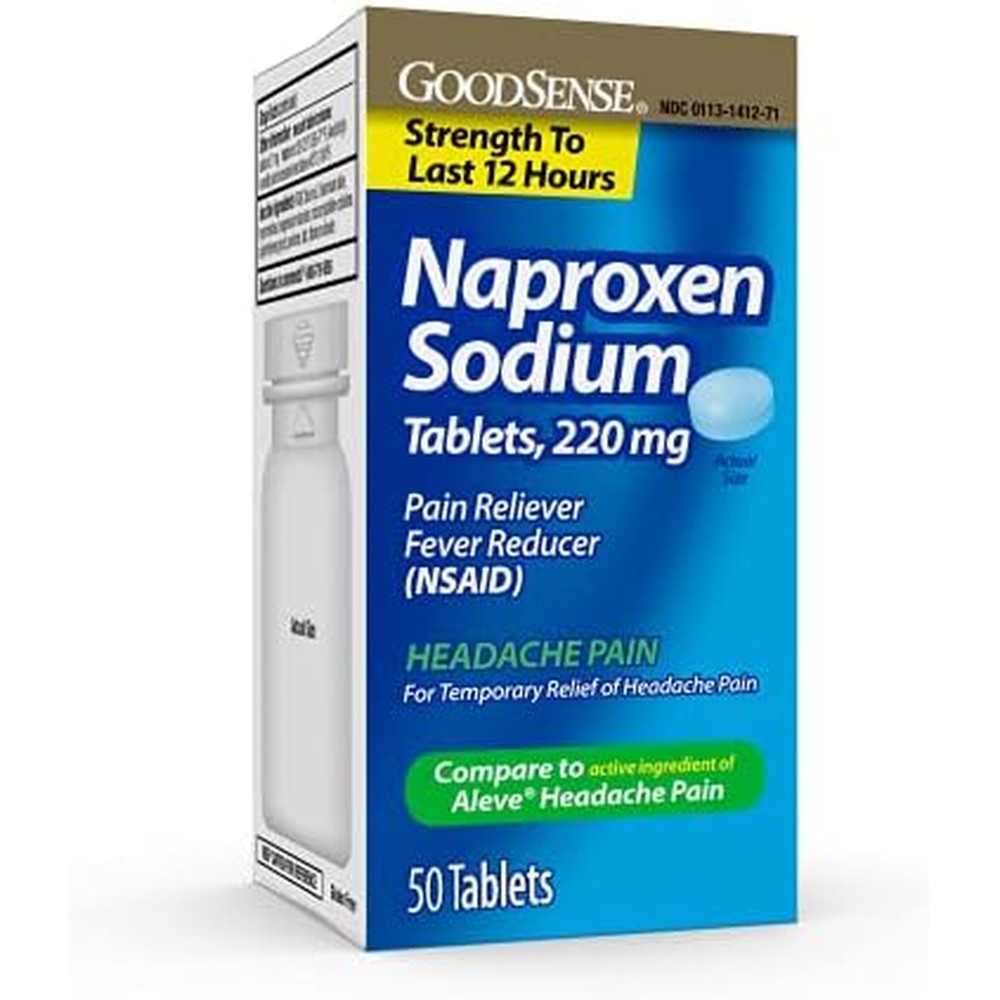 GoodSense Naproxen Sodium Tablets 220 Mg 50 Count bottle front view for headache pain relief
