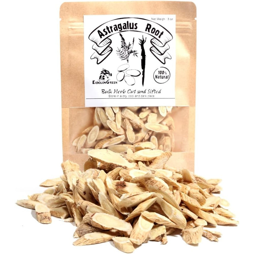 EidolonGreen Astragalus Root Sliced Dried Herb front view for immune support
