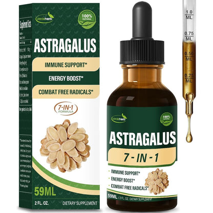 Verdeherb Astragalus Herbal Drops front view showcasing the 2oz amber bottle and dropper packaging for natural immune support.
