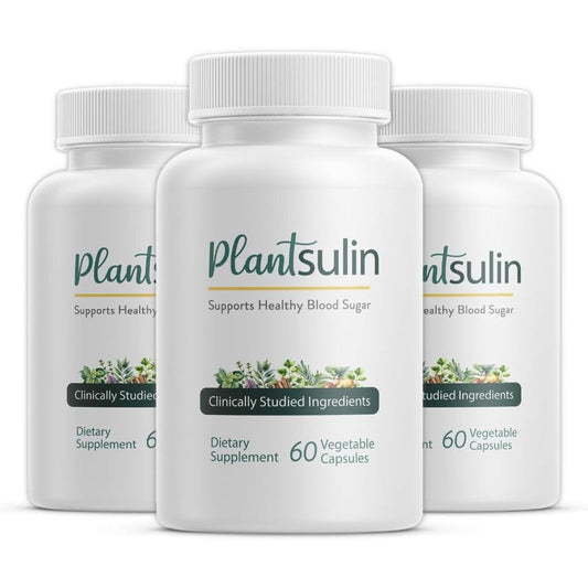Plantsulin Natural Blood Sugar Support front view bottle on white background