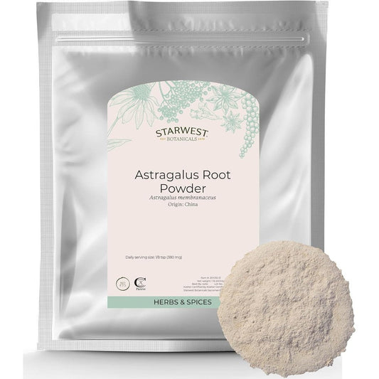 Starwest Botanicals Astragalus Root Powder 1 Pound front package view