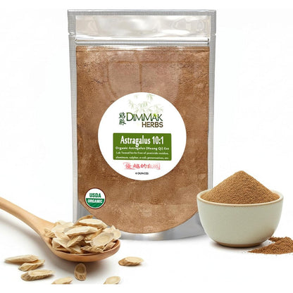 Dimmak Herbs Organic Astragalus Root Extract powder bag front view immune booster supplement
