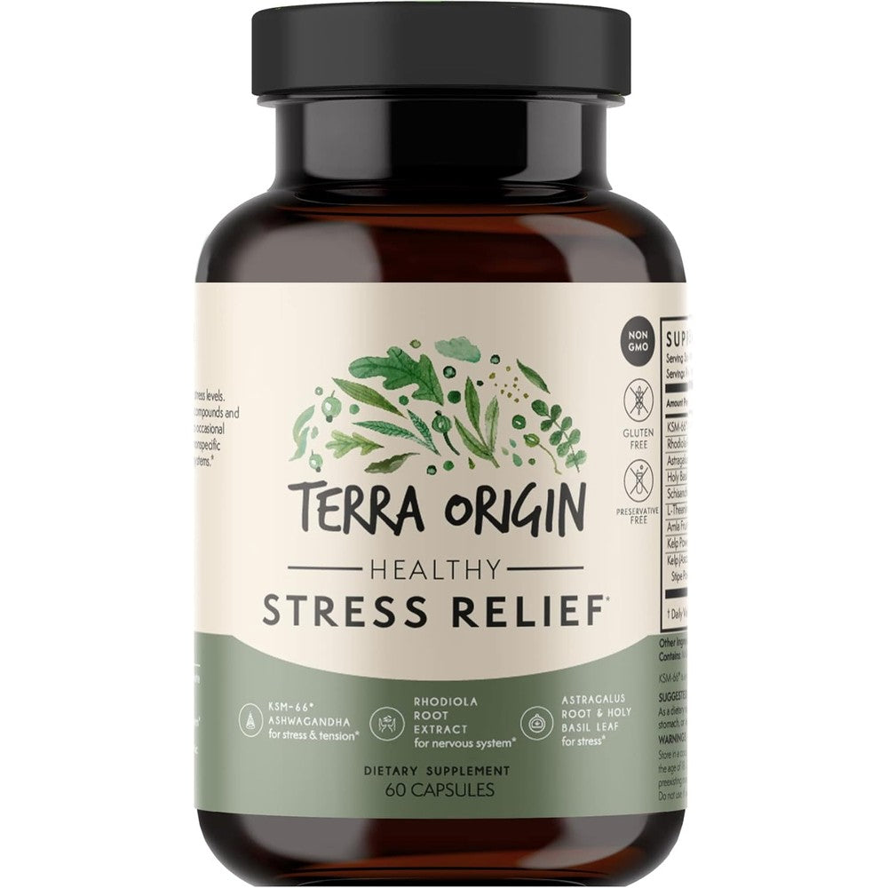 Terra Origin Ashwagandha Rhodiola stress support supplement front view