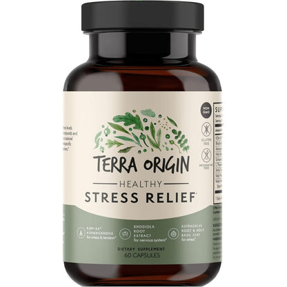Terra Origin Ashwagandha Rhodiola stress support supplement front view