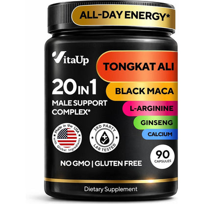 VitaUp Tongkat Ali 20in1 Vitality 90 Capsules bottle front view authentic men wellness supplement
