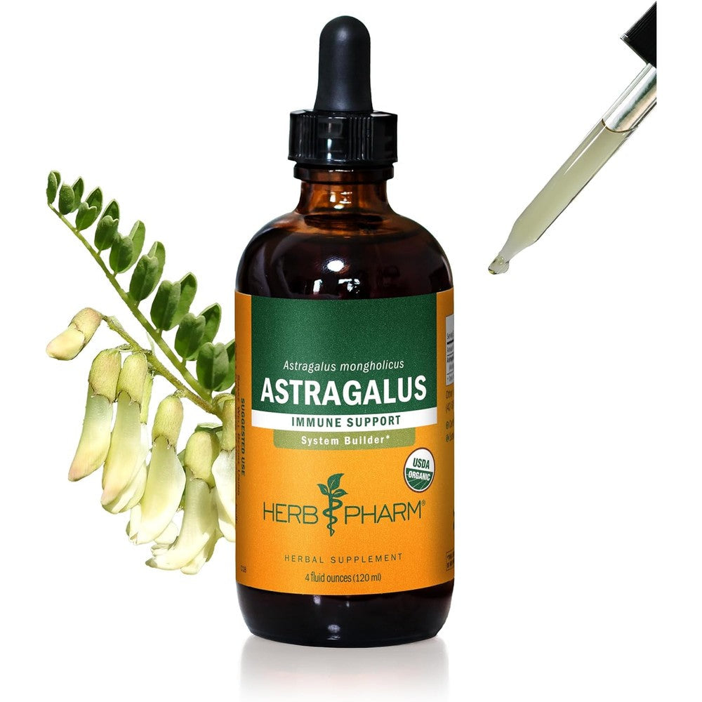 Herb Pharm Certified Organic Astragalus Liquid Extract 4 Ounce front bottle view
