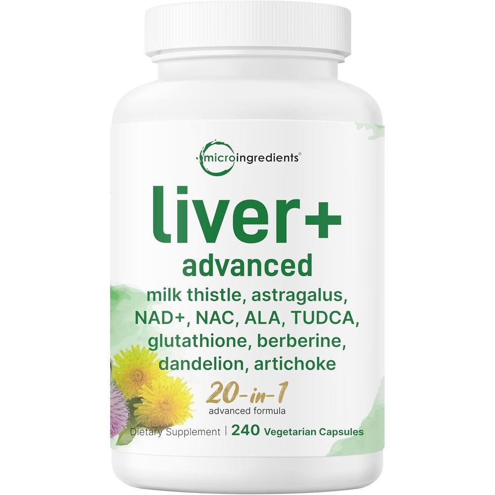 Micro Ingredients Liver Advanced Plus 240 capsules front bottle view for liver health supplement