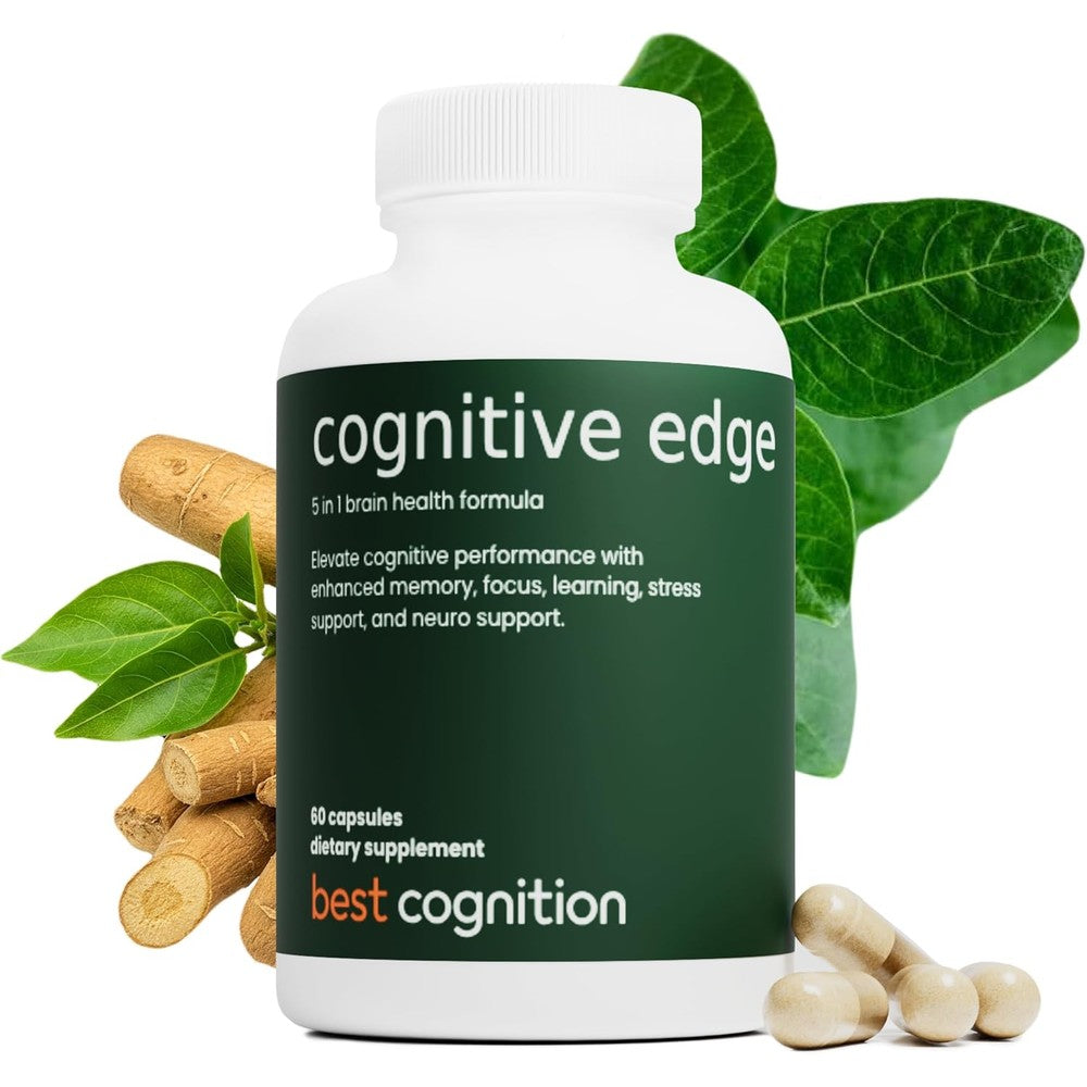 Best Cognition Cognitive Edge Bacopa Memory Supplement bottle front view displaying the premium 7-in-1 daily focus formula.