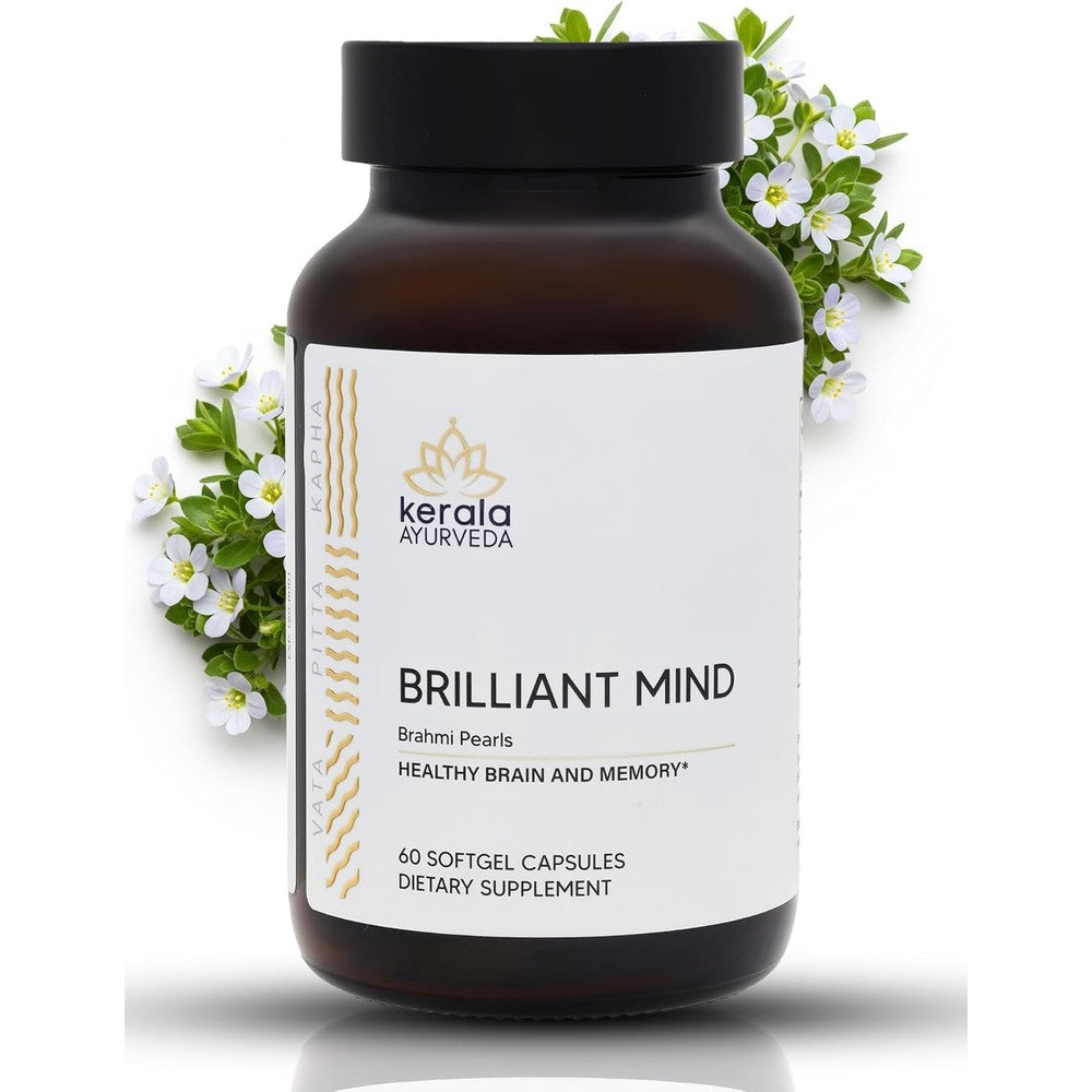 Kerala Ayurveda Brahmi Pearls front view authentic brain health supplement capsules