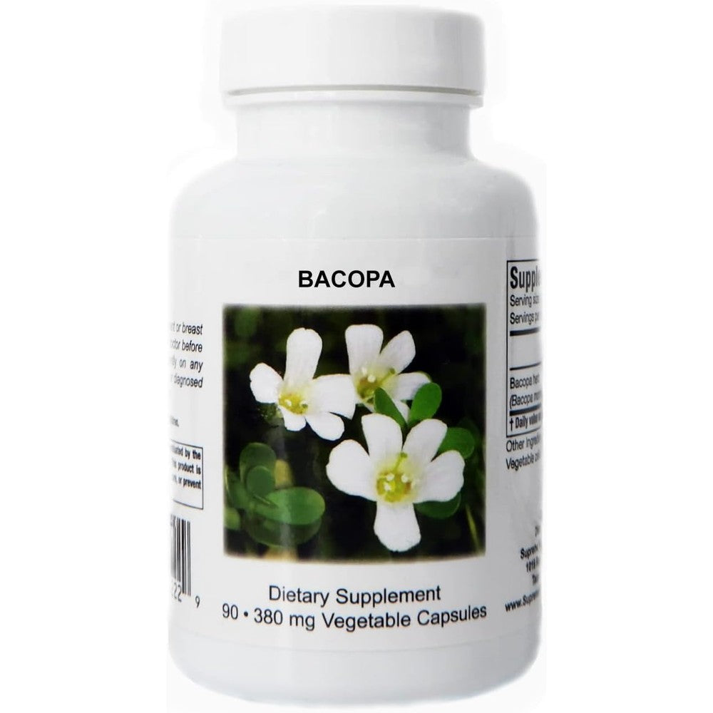 Supreme Nutrition Products Bacopa 90 veggie caps front bottle view showing pure brain supplement