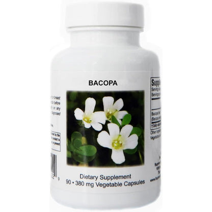 Supreme Nutrition Products Bacopa 90 veggie caps front bottle view showing pure brain supplement