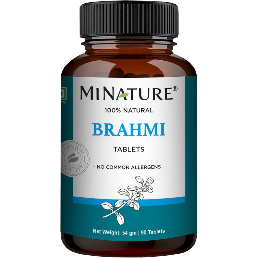 Mi Nature Brahmi Bacopa Monnieri 500mg front view bottle for cognitive health